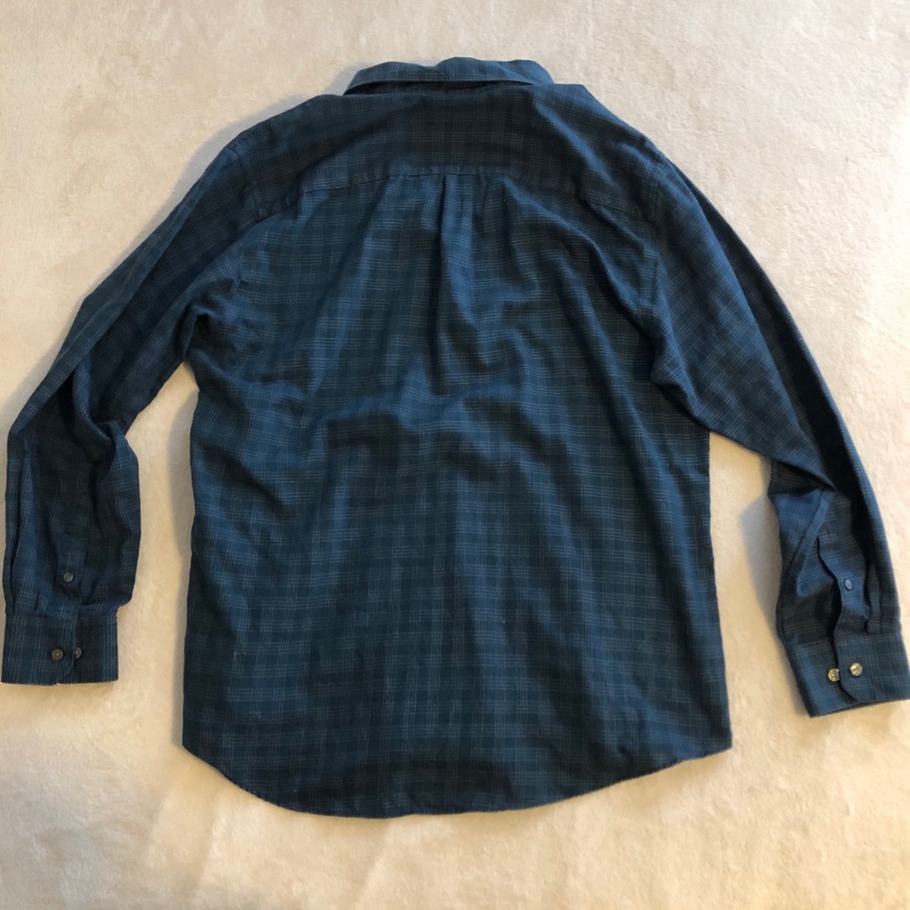 VanHeusen blue & cream plaid button down top sz L - Picture 7 of 8